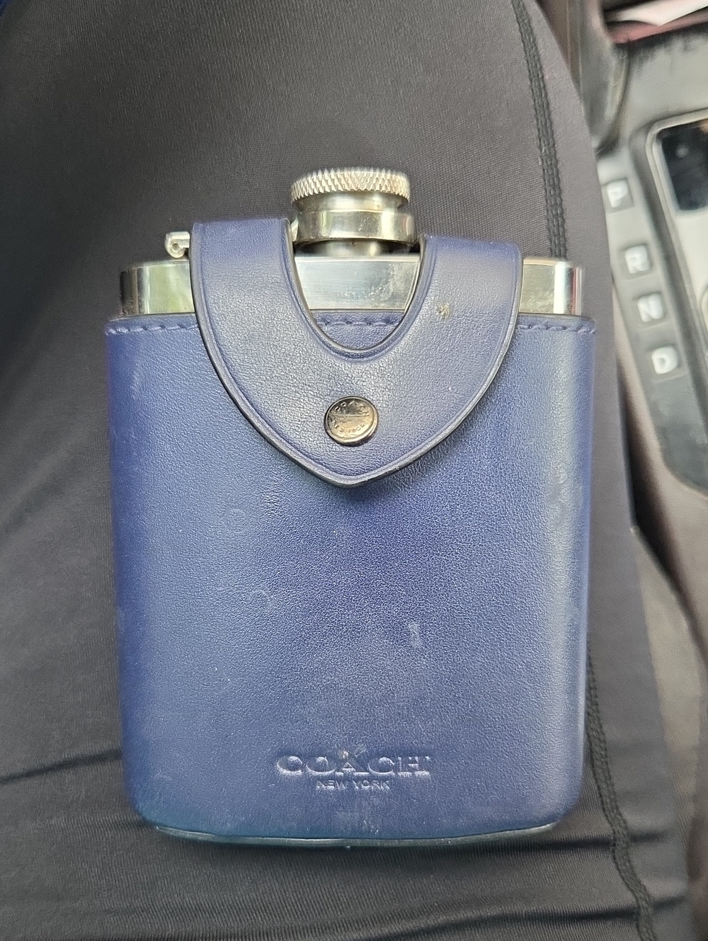 Coach Men's Navy Leather Flask Holder - Coach New York